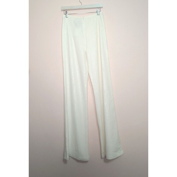 Black Halo Eve Size 8 White Sequin High Waisted Pants Formal Evening Bridal - Picture 4 of 12
